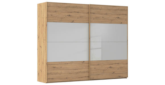 SCHWEBETÜRENSCHRANK 271/223/68 cm 2-türig Eiche Artisan, Seidengrau  - Eichefarben/Seidengrau, Design, Glas/Holzwerkstoff (271/223/68cm) - Xora