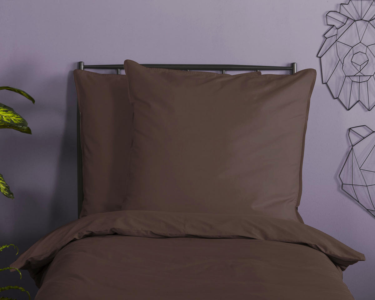 BETTWÄSCHE Uni Dark Chocolate Satin 135/200 cm  - Dunkelbraun, Basics, Textil (135/200cm)