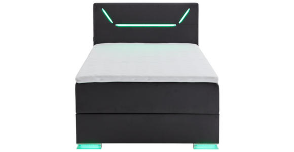 BOXSPRINGBETT 120/200 cm,  in Schwarz  - Silberfarben/Schwarz, Trend, Kunststoff/Textil (120/200cm) - Xora