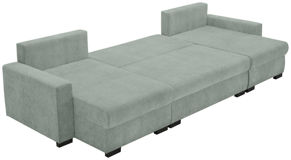 WOHNLANDSCHAFT Hellgrau Chenille  - Hellgrau/Schwarz, KONVENTIONELL, Kunststoff/Textil (140/328/140cm) - Ti'me