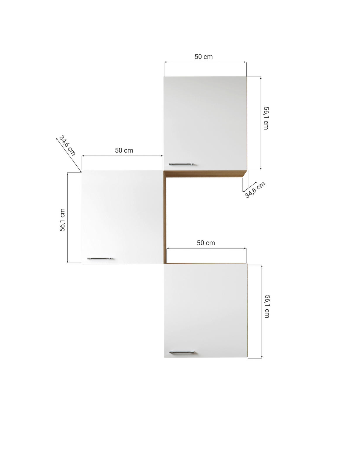 KÜCHENOBERSCHRANK 100/168,3/34,6 cm  in Weiß, Eichefarben  - Eichefarben/Silberfarben, Basics, Holzwerkstoff/Metall (100/168,3/34,6cm) - Respekta