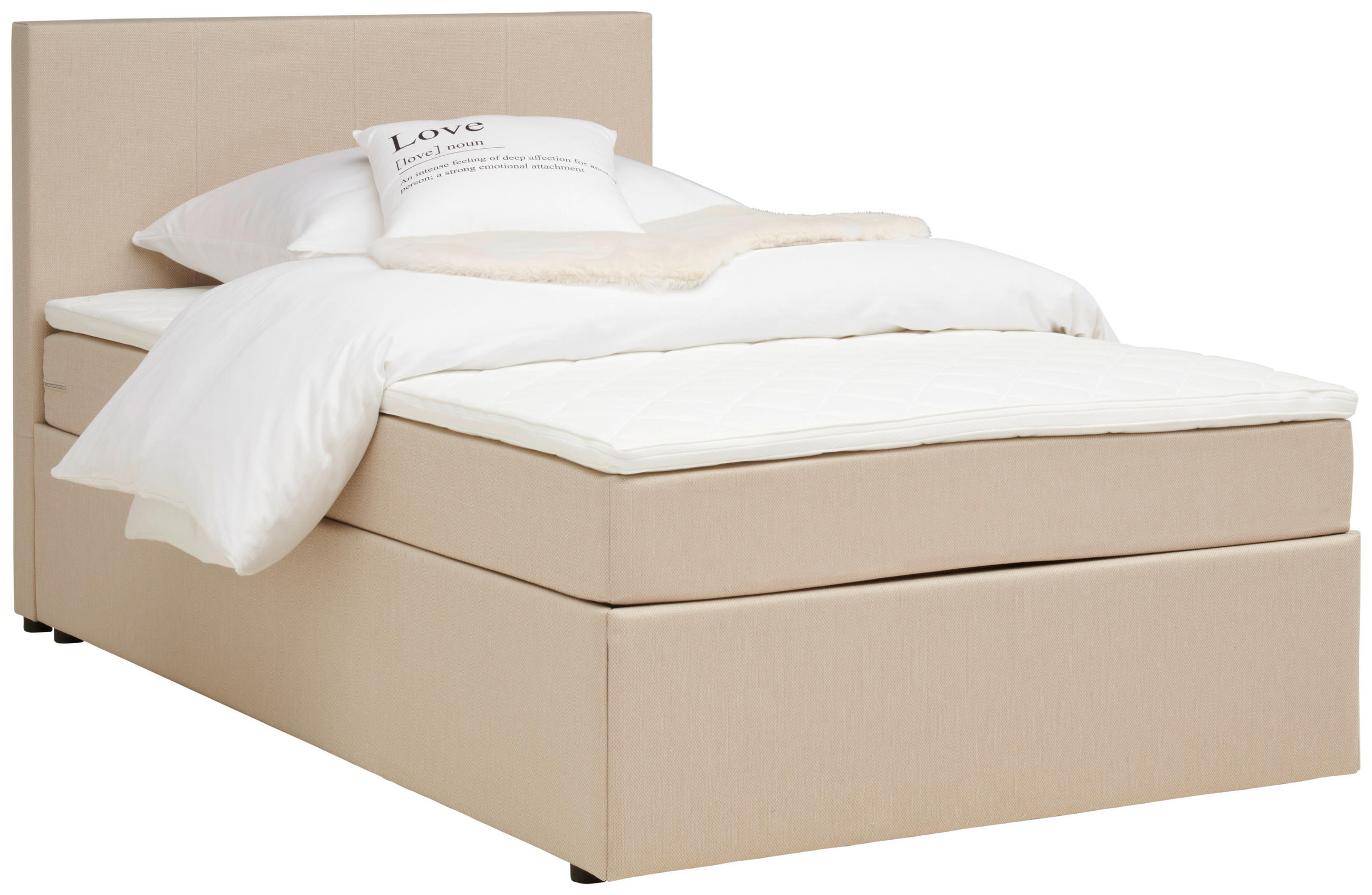 Boxbettt mit Topper 140/200 cm  in Sandfarben  - Sandfarben/Schwarz, KONVENTIONELL, Holz/Kunststoff (140/200cm) - P & B
