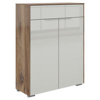 KOMMODE  in 81/110/37 cm  - Eiche dunkel/Silberfarben, KONVENTIONELL, Glas/Holzwerkstoff (81/110/37cm) - Voleo