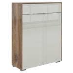 KOMMODE in 81/110/37 cm - Eiche dunkel/Silberfarben, KONVENTIONELL, Glas/Holzwerkstoff (81/110/37cm) - Voleo