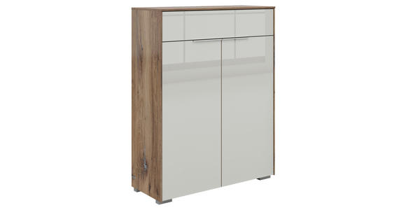 KOMMODE  in 81/110/37 cm  - Eiche dunkel/Silberfarben, KONVENTIONELL, Glas/Holzwerkstoff (81/110/37cm) - Voleo