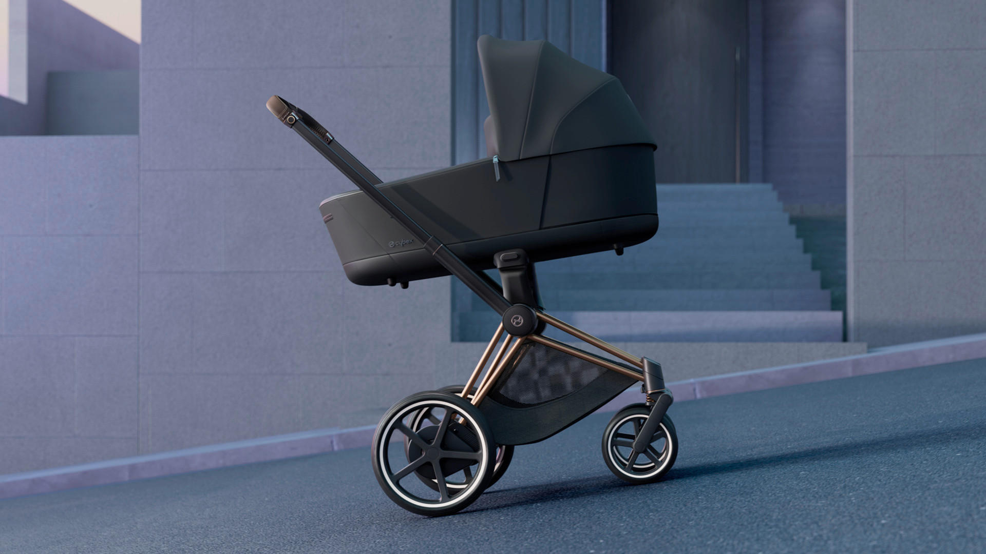 KINDERWAGENGESTELL ePriam Chrome Black  - Schwarz/Alufarben, Basics, Metall (95/59/117cm) - cybex PLATINUM