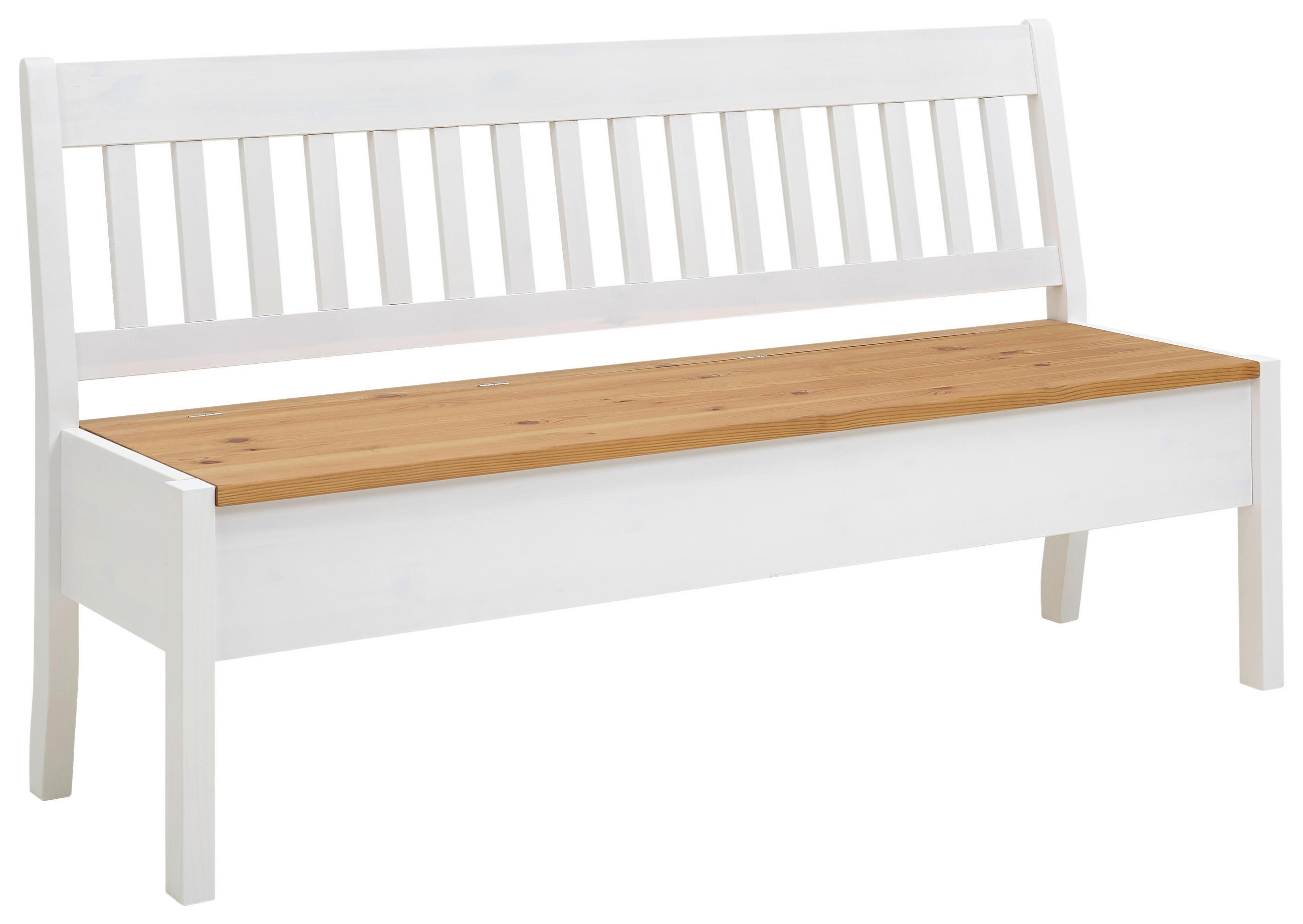 SITZBANK 169/93/58 cm Weiß, Laugenfarbig Kiefer massiv  - Laugenfarbig/Weiß, ROMANTIK / LANDHAUS, Holz (169/93/58cm) - Boxxx