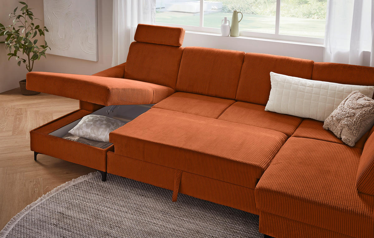 SOFFA i manchester terrakotta  - svart/terrakotta, Klassisk, metall/textil (167/317/185cm) - Livetastic
