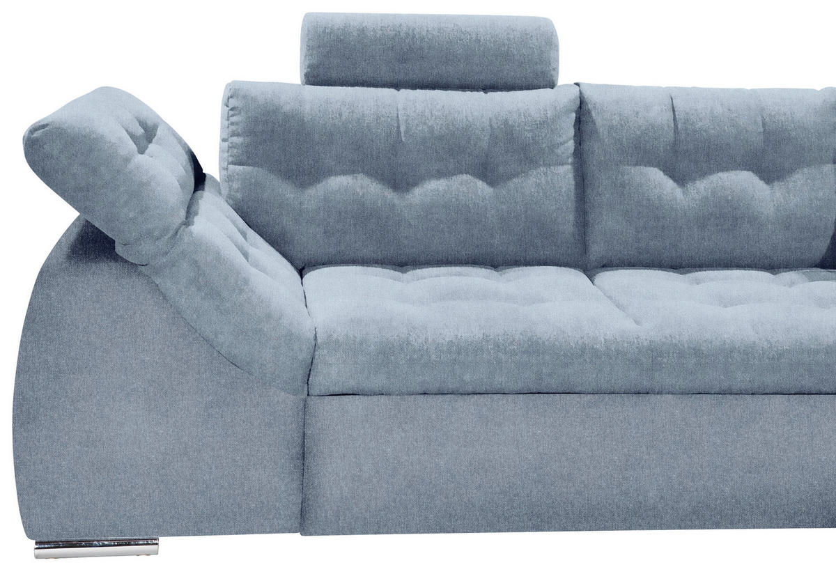 ECKSOFA Blau Mikrovelours  - Blau, KONVENTIONELL, Kunststoff/Textil (283/193cm) - MID.YOU