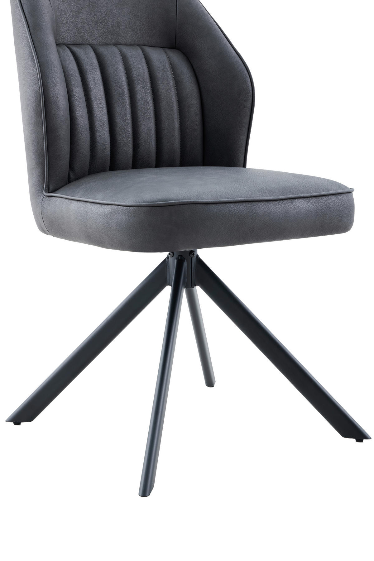 STUHL-SET 2 Stück erweiterbar, Sitzfläche 360° drehbar Lederlook  - Anthrazit/Schwarz, MODERN, Textil/Metall (51/92/65cm) - MID.YOU