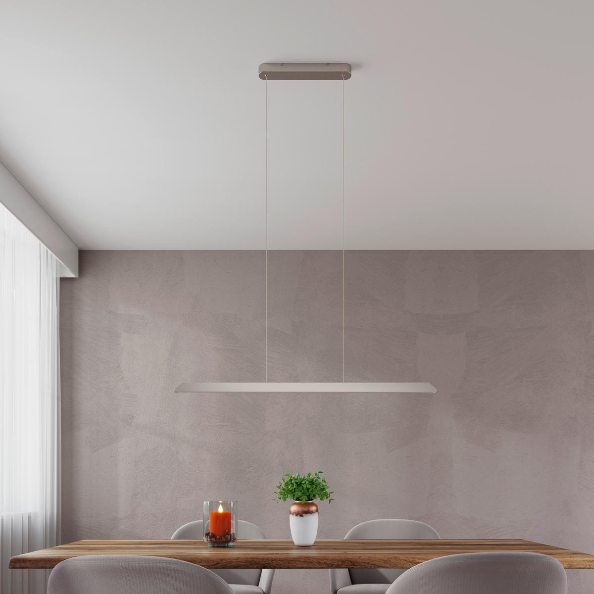 ZÁVĚSNÉ LED SVÍTIDLO, 113/1,5/150 cm  - barvy niklu, Design, kov/plast (113/1,5/150cm) - Novel