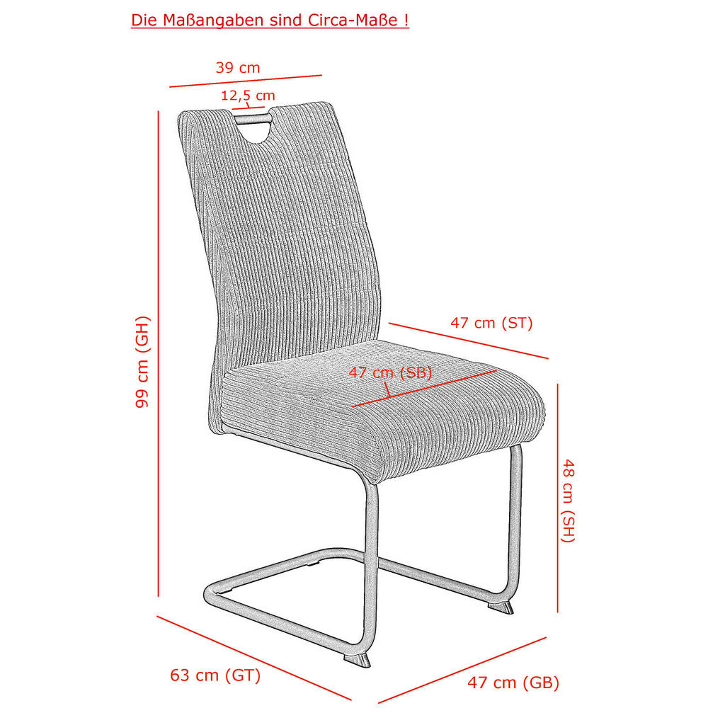 Thumbnail - Mid.you Schwingstuhl-Set, Anthrazit, Metall, Textil, eckig, 47x99x63 cm, Typenauswahl, mit Griff, abwischbar, Stühle