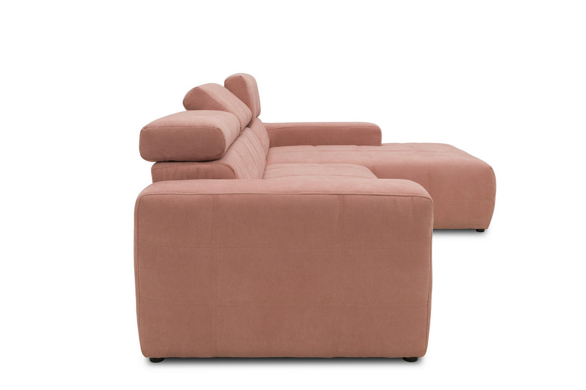 ECKSOFA Rosa Mikrofaser  - Schwarz/Rosa, Design, Kunststoff/Textil (285/175cm) - MID.YOU