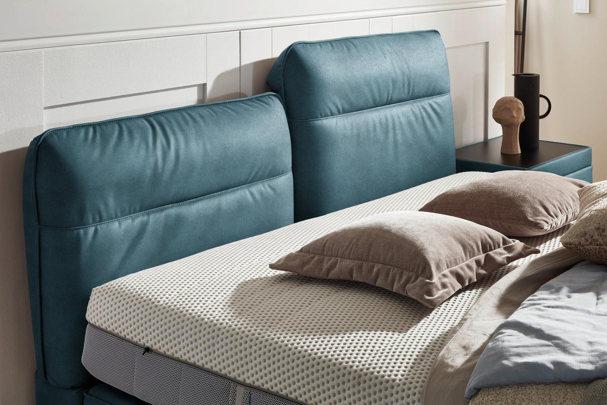 BOXSPRINGBETT 180/200 cm  in Blau  - Blau/Schwarz, Design, Textil/Metall (180/200cm) - Johann Jakob
