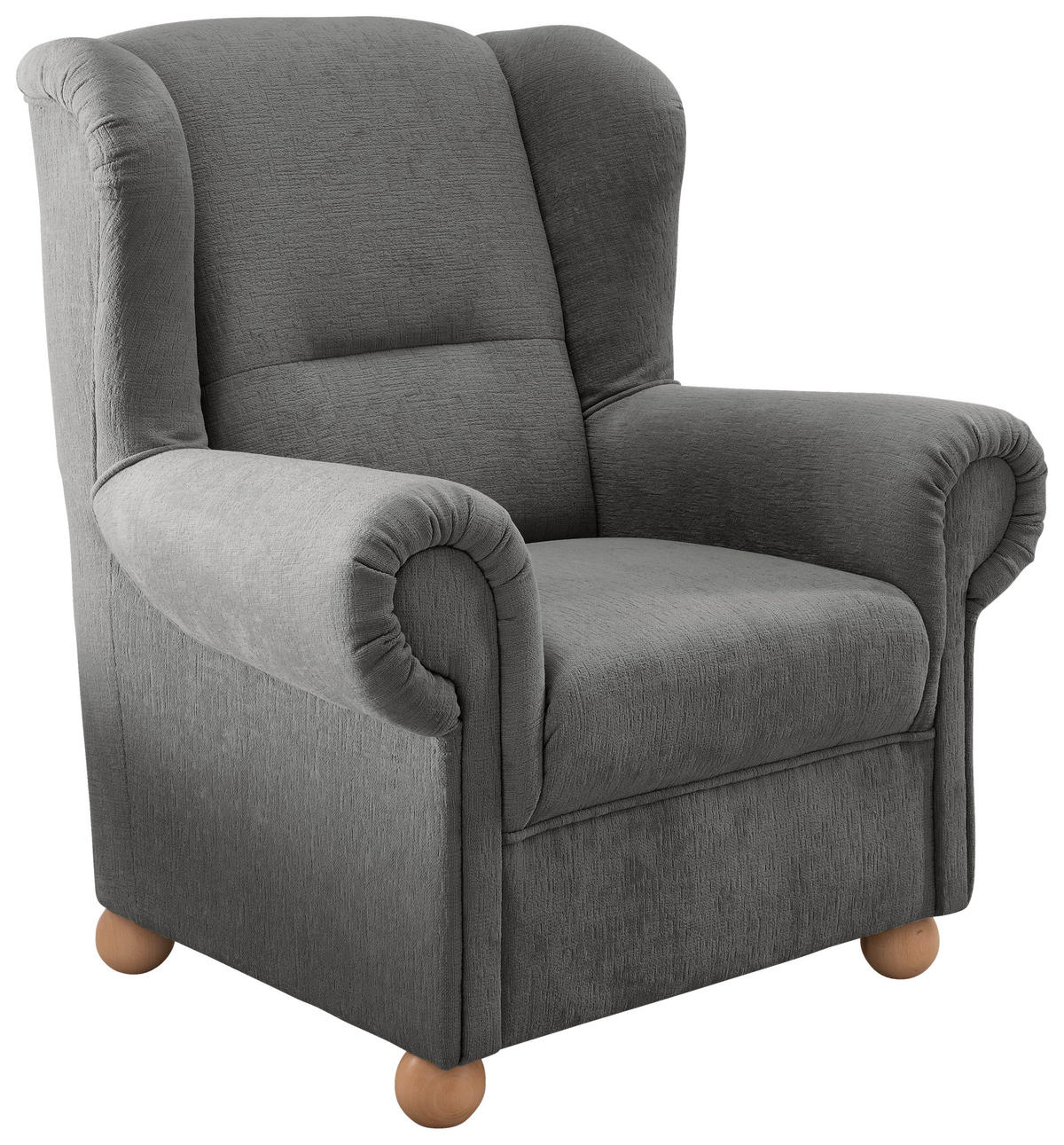 OHRENSESSEL in Mikrofaser Graubraun  - Wildeiche/Graubraun, Konventionell, Holz/Textil (92/102/89cm) - Livetastic