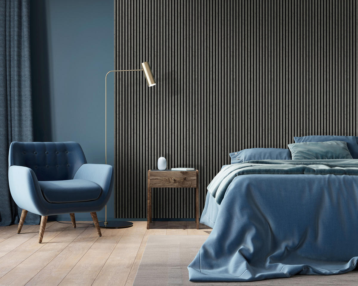 AKUSTIKPANEEL Beton Dunkel 3-seitig  foliert 57.25/1.9/267 cm  - Grau, KONVENTIONELL, Holzwerkstoff/Textil (57.25/1.9/267cm)