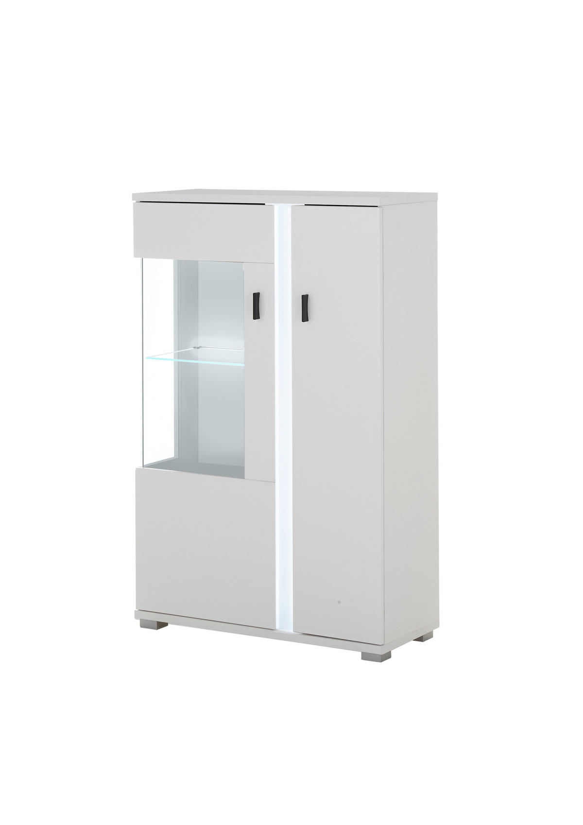 HIGHBOARD  in 80/125/35 cm  - Silberfarben/Schwarz, Design, Glas/Holzwerkstoff (80/125/35cm) - MID.YOU