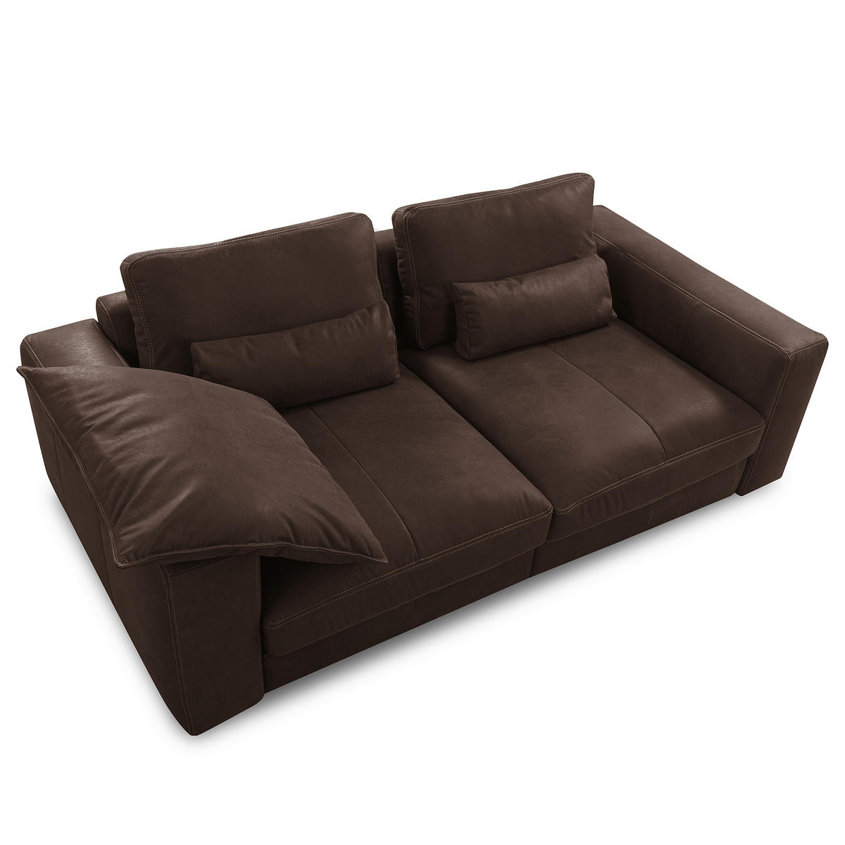 2-SITZER-SOFA  in Echtleder Dunkelbraun   - Dunkelbraun/Beige, Design, Leder/Kunststoff (240/85/123cm) - Livetastic
