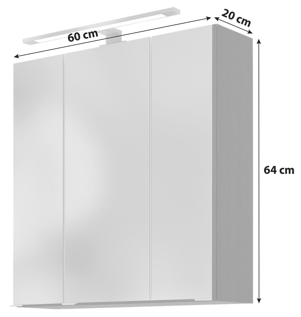 SPIEGELSCHRANK 60/64/20 cm  - Alufarben/Graphitfarben, Basics, Glas/Holzwerkstoff (60/64/20cm) - Held
