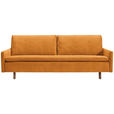 SCHLAFSOFA Flachgewebe Currygelb  - Currygelb/Eichefarben, KONVENTIONELL, Holz/Textil (220/85/98cm) - Carryhome