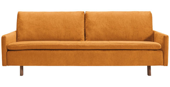 SCHLAFSOFA Flachgewebe Currygelb  - Currygelb/Eichefarben, KONVENTIONELL, Holz/Textil (220/85/98cm) - Carryhome