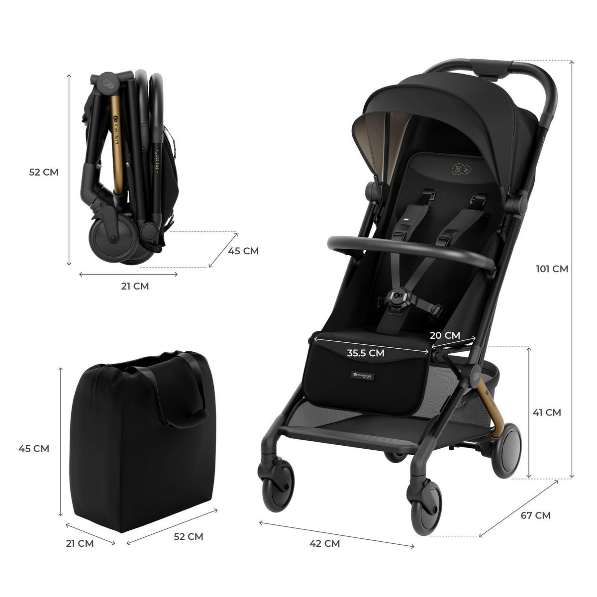 BUGGY Pilot 2  - Schwarz, Basics, Kunststoff/Textil (67/42/101cm) - Kinderkraft