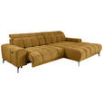 ECKSOFA inkl.Funktionen Senfgelb Chenille  - Senfgelb/Schwarz, MODERN, Textil/Metall (300/195cm) - Xora