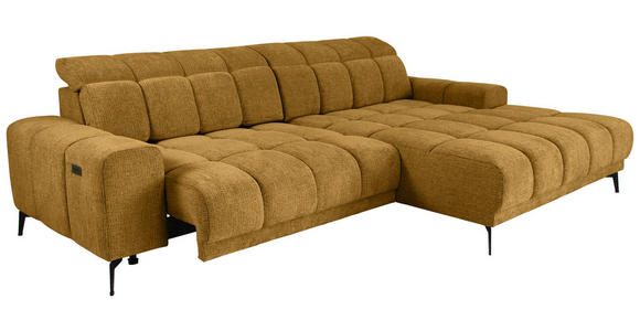 ECKSOFA inkl.Funktionen Senfgelb Chenille  - Senfgelb/Schwarz, MODERN, Textil/Metall (300/195cm) - Xora
