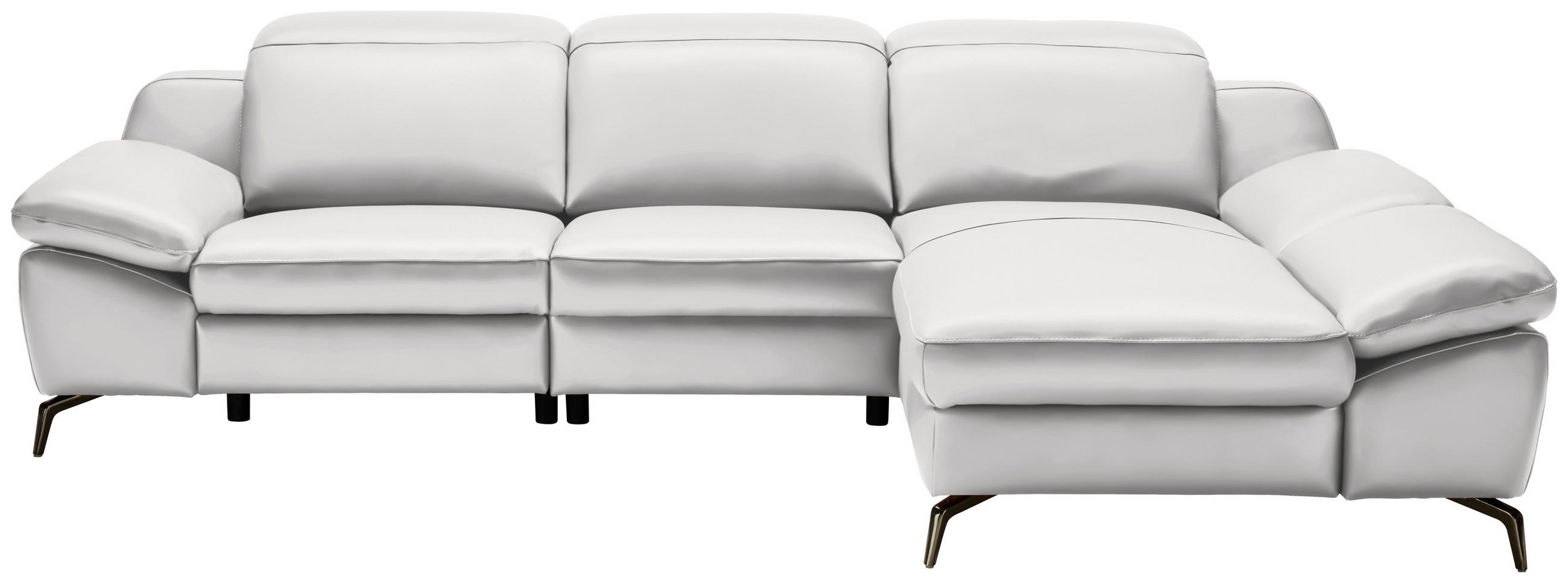 ECKSOFA in Echtleder Weiß  286/183 cm  - Schwarz/Weiß, Design, Leder/Metall (286/183cm) - Celina Home
