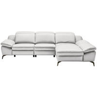 ECKSOFA in Echtleder Weiß  286/183 cm  - Schwarz/Weiß, Design, Leder/Metall (286/183cm) - Celina Home