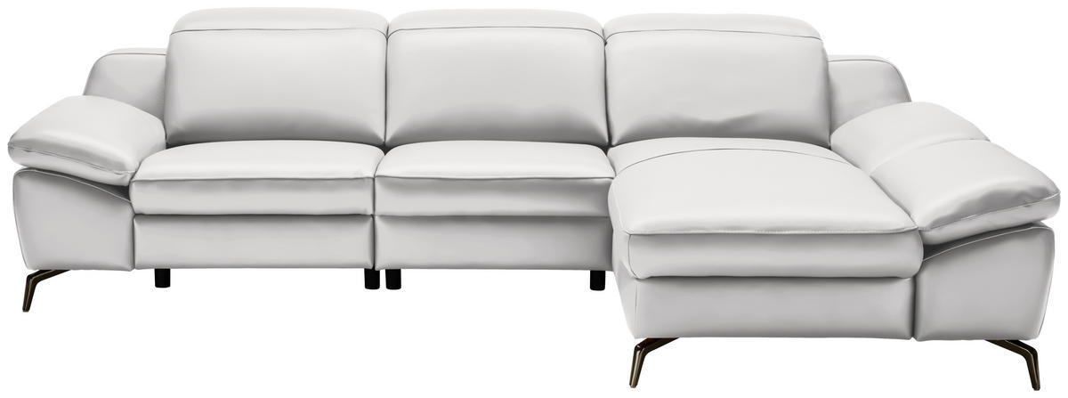 ECKSOFA in Echtleder Weiß  286/183 cm  - Schwarz/Weiß, Design, Leder/Metall (286/183cm) - Celina Home