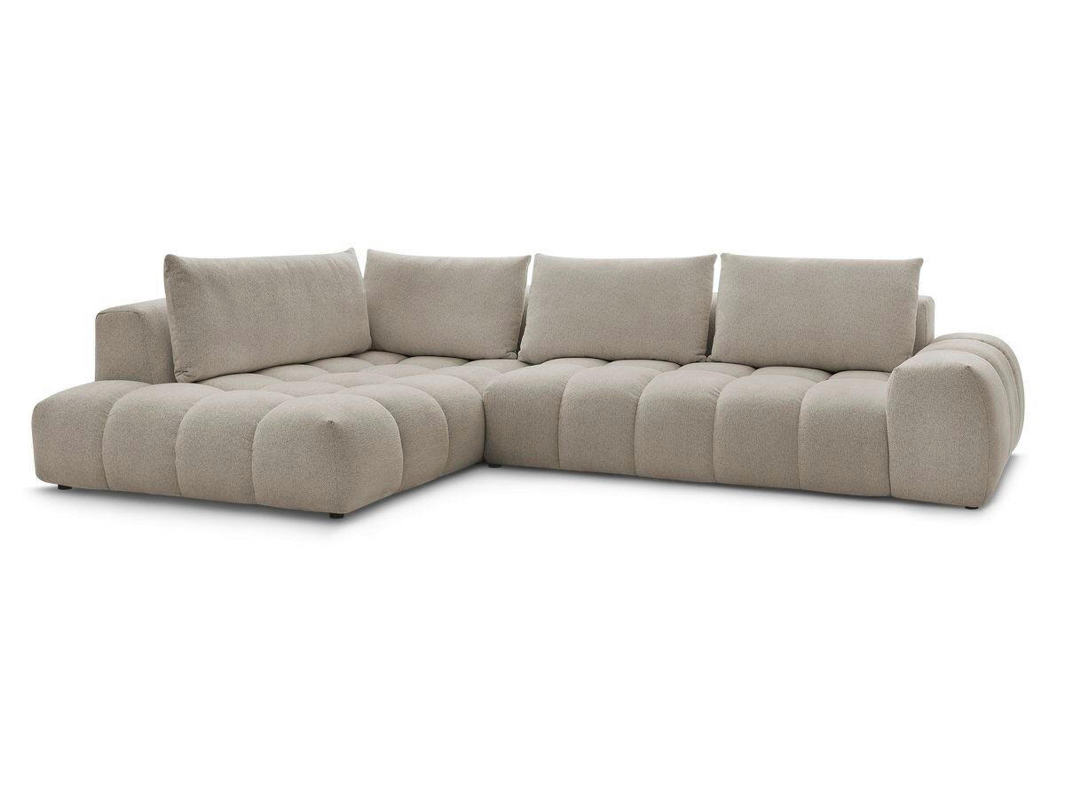 ECKSOFA Ottomane links  EVEREST Taupe Flachgewebe  - Taupe/Schwarz, MODERN, Kunststoff/Textil (210/352cm)