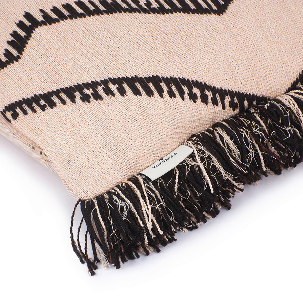 KISSENHÜLLE T-Ethno Fringes 40/60 cm  - Schwarz/Naturfarben, Trend, Textil (40/60cm) - Tom Tailor