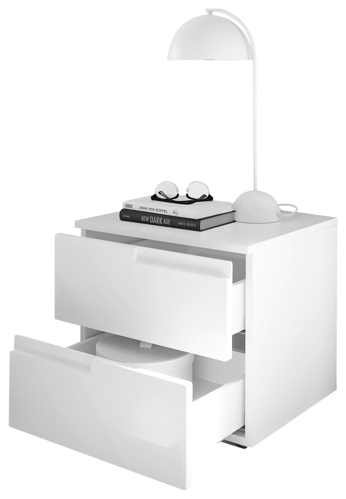 NACHTSCHRANK  - Weiß Hochglanz/Schwarz, MODERN, Holzwerkstoff/Kunststoff (46,2/41,7/40cm)