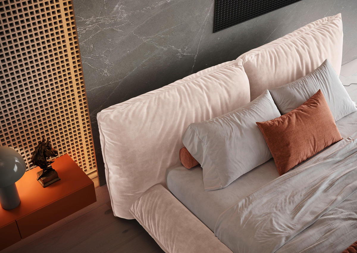 POLSTERBETT 180/200 cm,  in Hellrosa,  - Hellrosa/Schwarz, Design, Textil/Metall (180/200cm) - Belluti