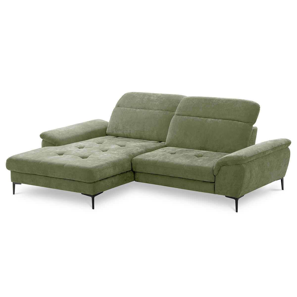 ECKSOFA  Webstoff Grün  - Schwarz/Grün, Design, Textil/Metall (195/268cm) - Livetastic
