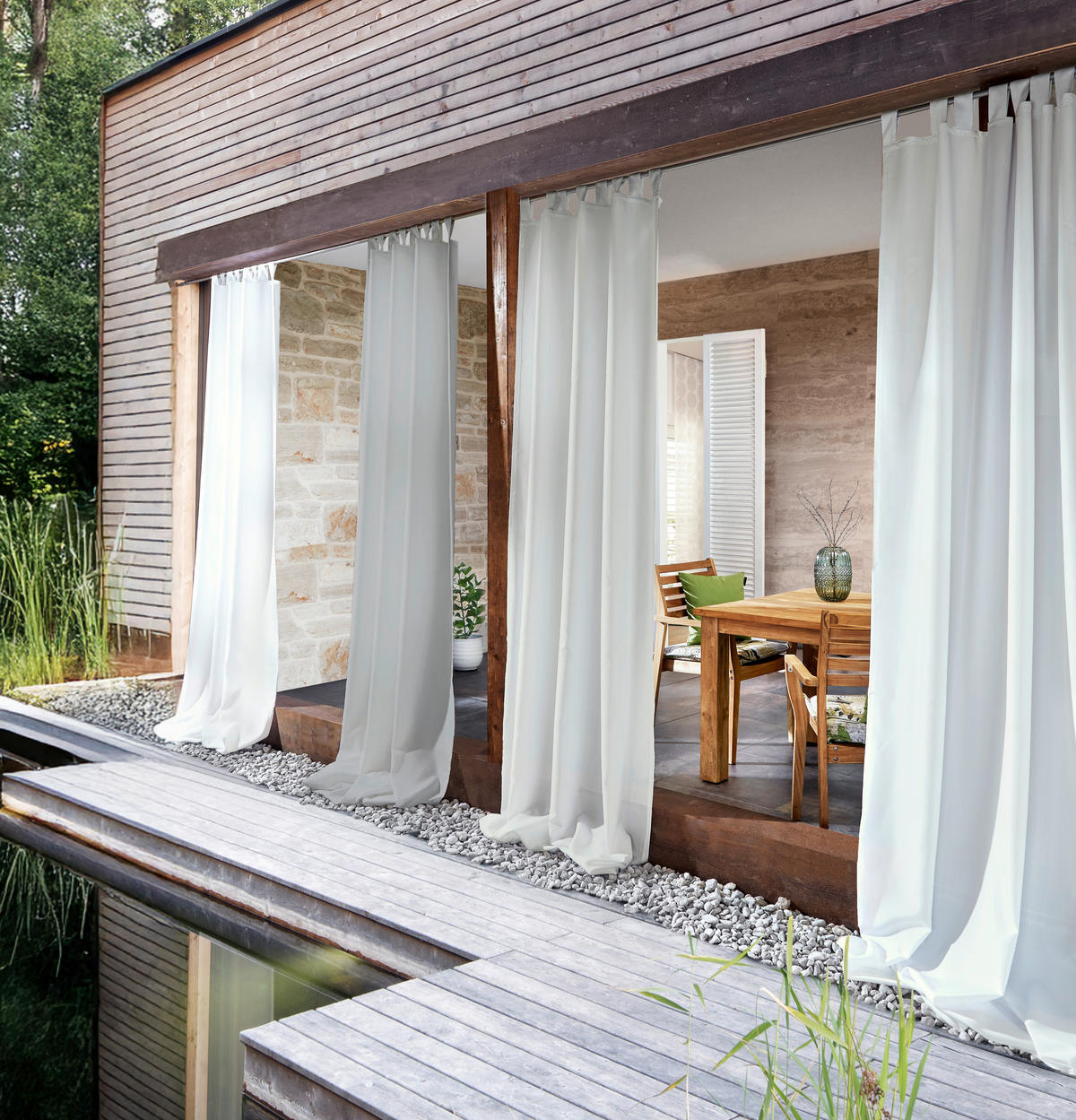 OUTDOOR SCHLAUFENSCHAL  blickdicht  140/300 cm   - Weiß, Basics, Textil (140/300cm) - Esposa
