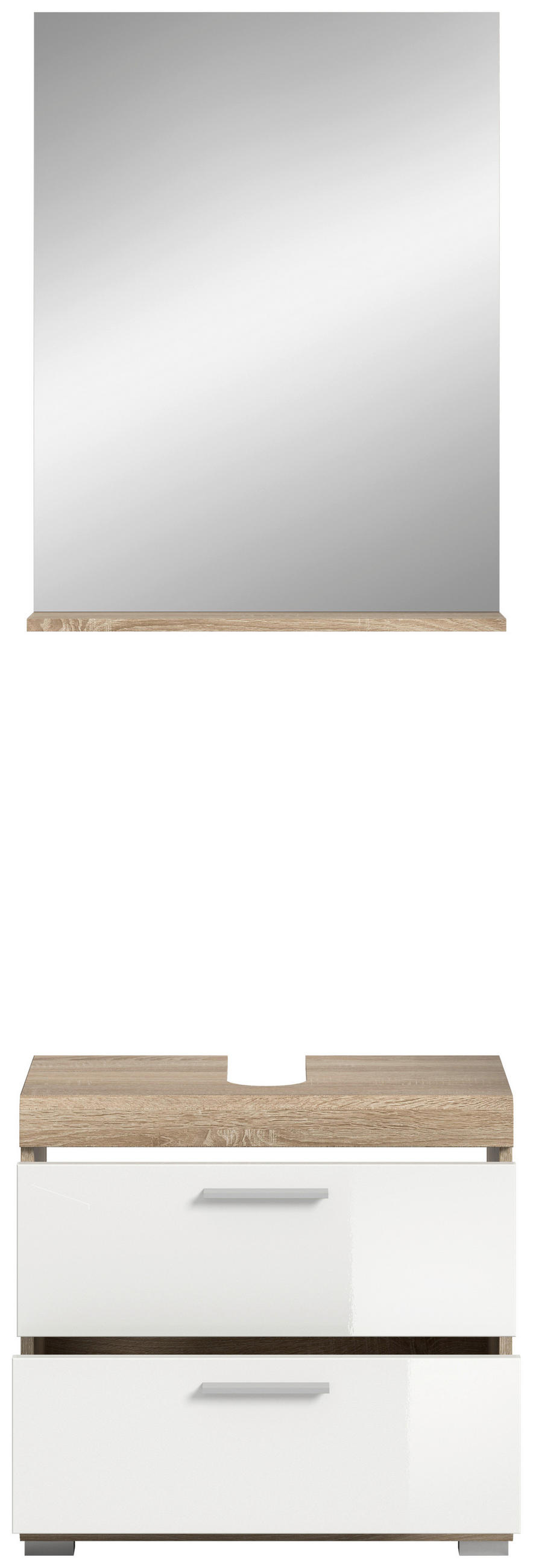 BADEZIMMER 2-teilig  in 60 cm  - Weiß Hochglanz/Silberfarben, MODERN, Glas/Holzwerkstoff (60cm) - MID.YOU