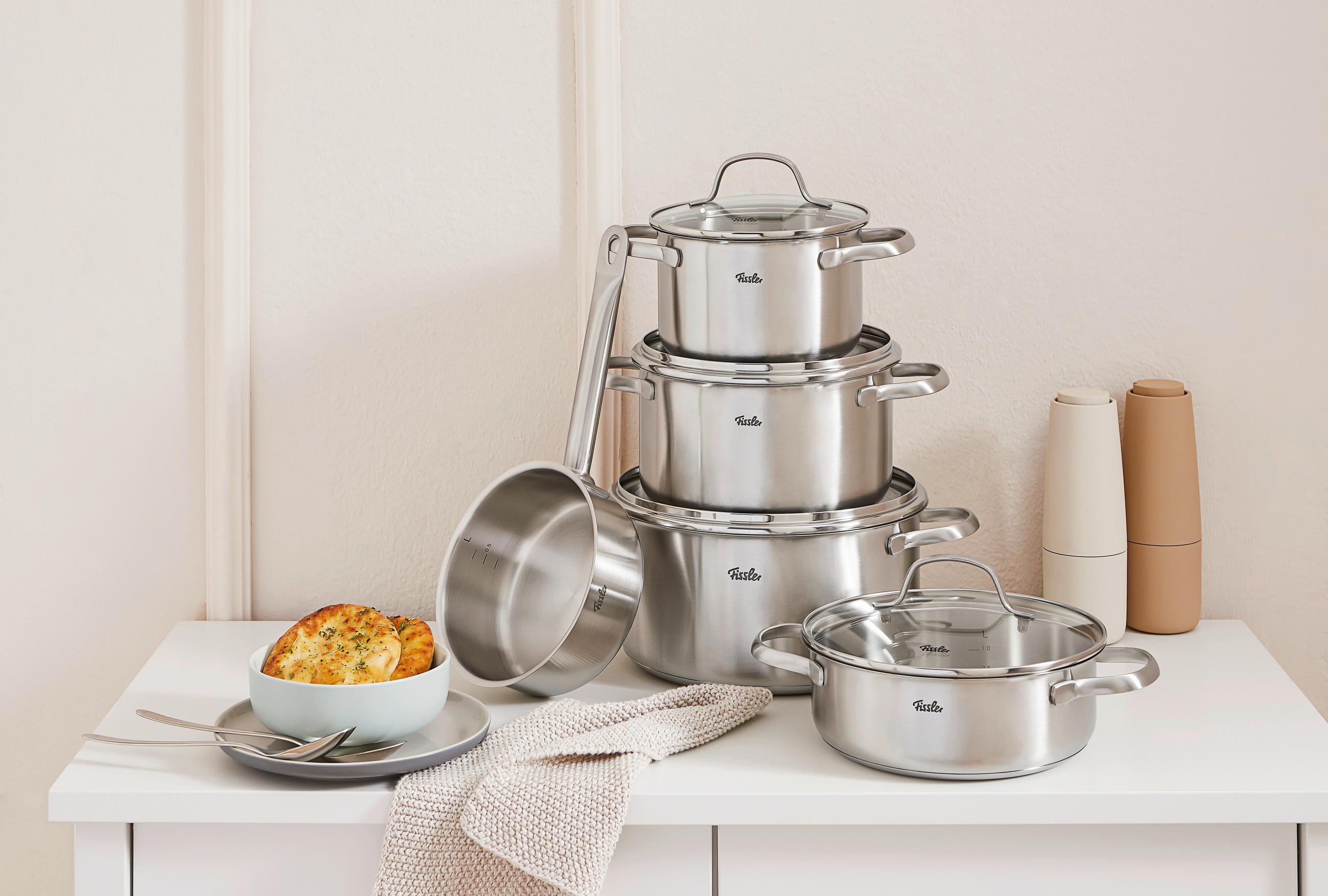 KOCHTOPFSET Toronto 5-teilig  - Silberfarben, Basics, Metall - Fissler