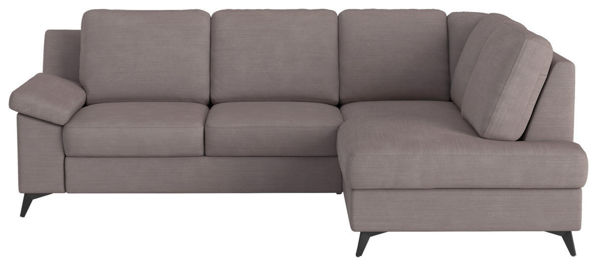 ECKSOFA in Flachgewebe Taupe  - Taupe/Schwarz, Konventionell, Textil/Metall (242/170cm) - Cotta