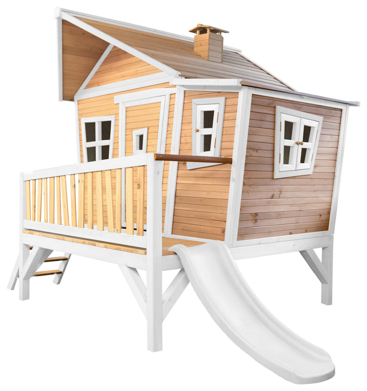 SPIELHAUS 123/12,8/152 cm  - Braun/Weiß, KONVENTIONELL, Holz/Kunststoff (123/12,8/152cm) - Ambia Garden