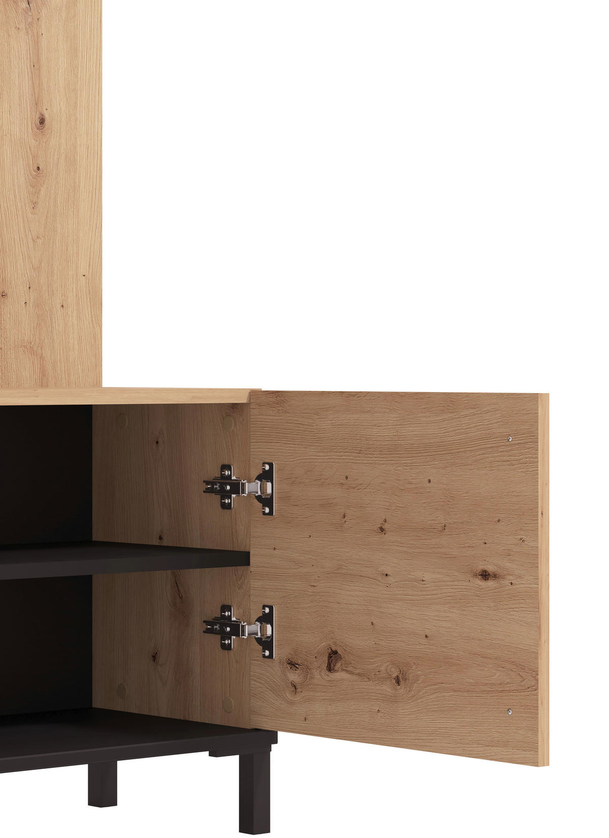GARDEROBE  in 134,5/192,6/33,2 cm  - Schwarz/Eiche Artisan, Basics, Holzwerkstoff (134,5/192,6/33,2cm) - Carryhome