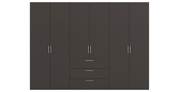DREHTÜRENSCHRANK 301/223/61 cm,  in Graphitfarben, 6-türig  - Edelstahlfarben/Graphitfarben, Basics, Holzwerkstoff/Metall (301/223/61cm) - Novel
