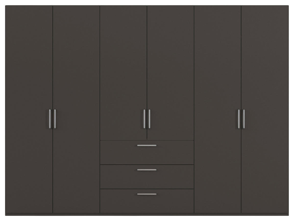 DREHTÜRENSCHRANK 301/223/61 cm,  in Graphitfarben, 6-türig  - Edelstahlfarben/Graphitfarben, Basics, Holzwerkstoff/Metall (301/223/61cm) - Novel