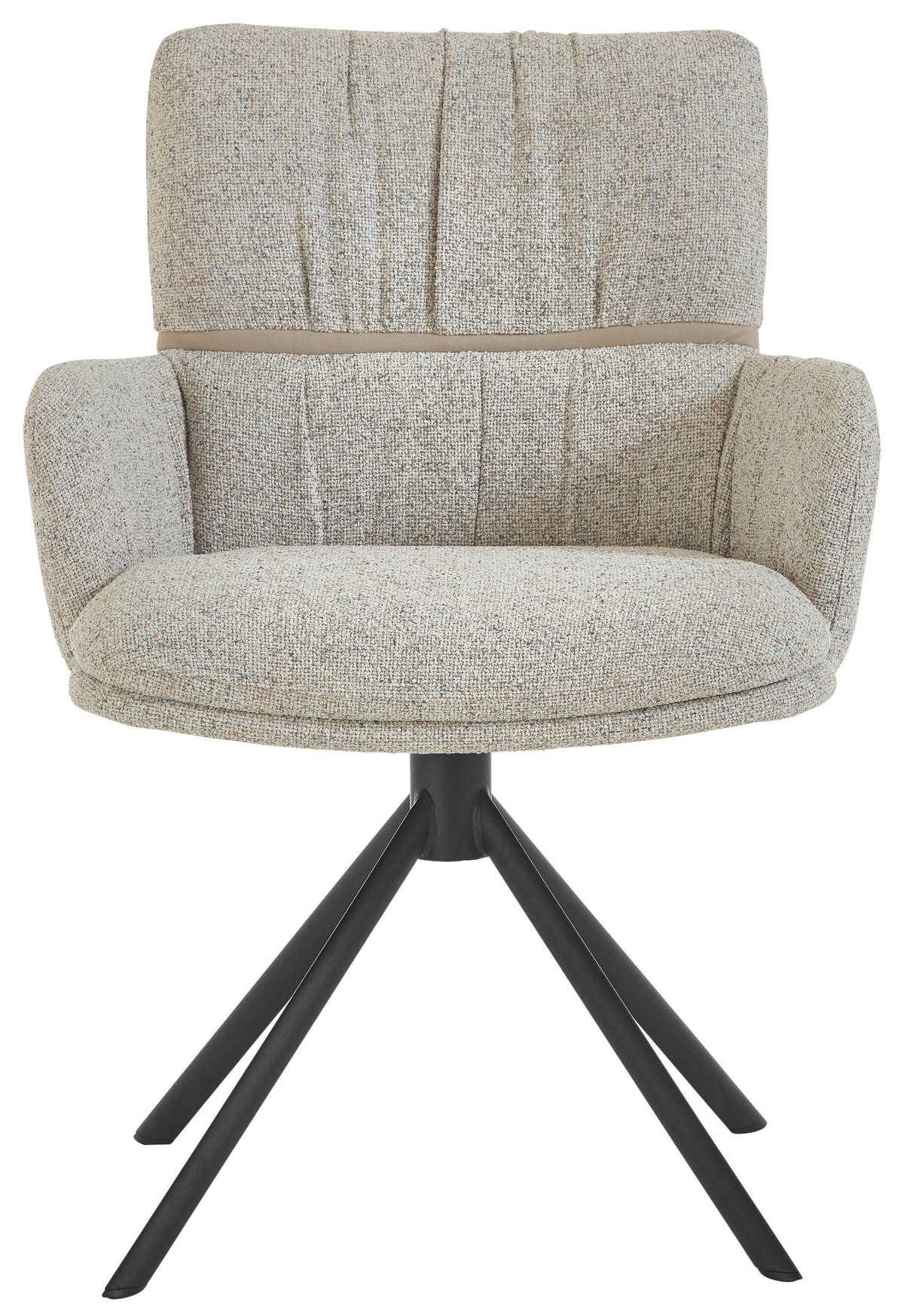 ARMLEHNSTUHL  Typenauswahl, Sitzfläche 360° drehbar, inklusive Armlehnen, Gestellauswahl, automatische Rückholfunktion Mikrofaser  Naturfarben  - Schwarz/Naturfarben, Design, Textil/Metall (61/86/63cm) - Valdera