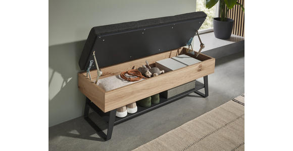 GARDEROBENBANK  in 118/48,5/41 cm  - Eichefarben/Anthrazit, Design, Holz/Textil (118/48,5/41cm) - Johann Jakob