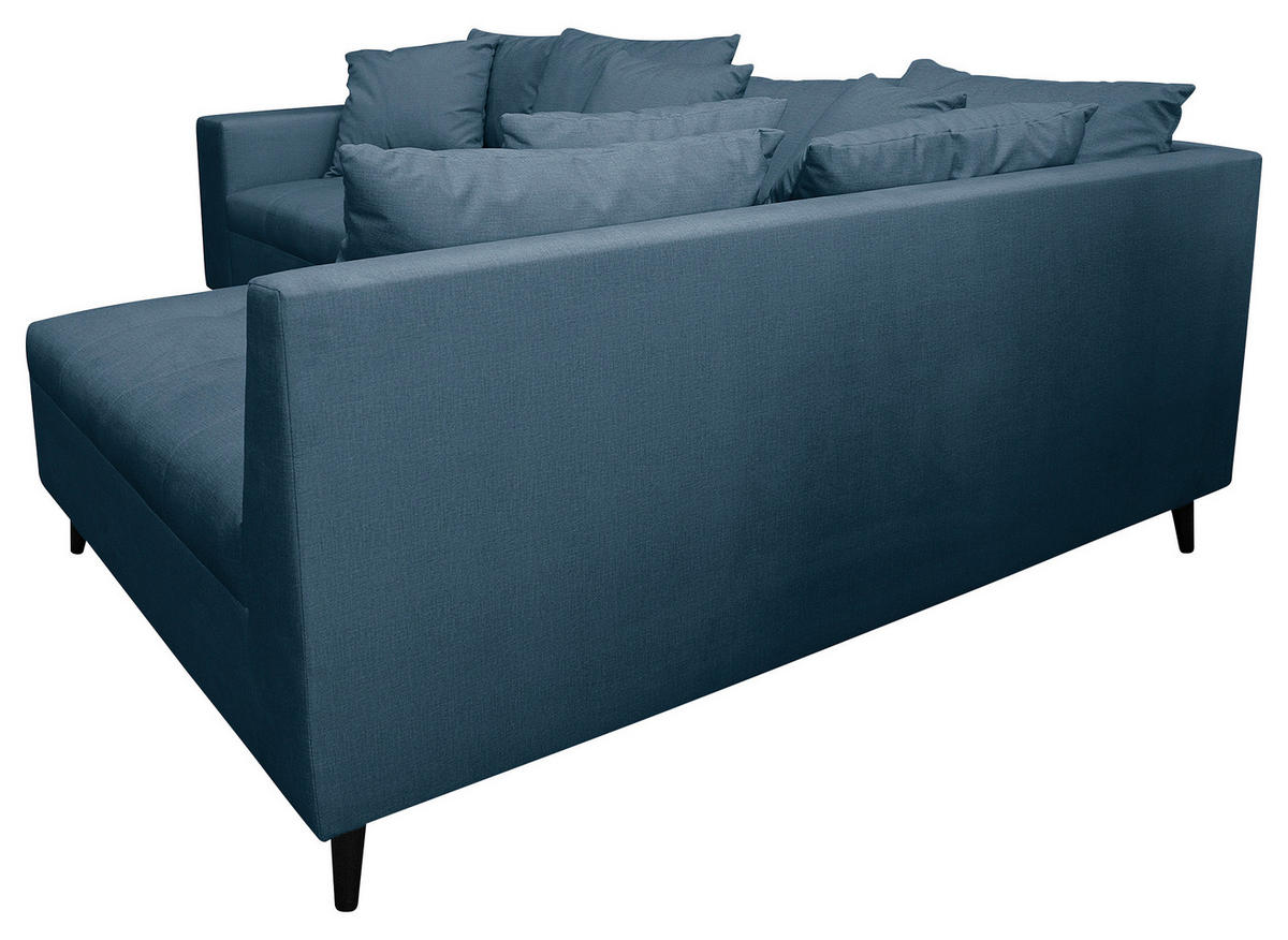 Ecksofa inkl. Hocker, mikrovlakna temno modra  - črna/temno modra, Design, tekstil/les (247/174cm) - MID.YOU
