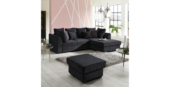 ECKSOFA in Cord Schwarz  - Schwarz, Design, Kunststoff/Textil (259/174cm) - Cantus