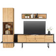 WOHNWAND Asteiche furniert, massiv, Hartholz Anthrazit, Eichefarben  - Eichefarben/Anthrazit, KONVENTIONELL, Glas/Holz (278/202/47cm) - Linea Natura