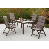 GARTENTISCHGRUPPE beschichtet Aluminium  - Taupe/Braun, KONVENTIONELL, Glas/Textil - Gardenson